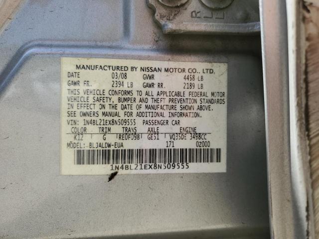 1N4BL21EX8N509555 - 2008 NISSAN ALTIMA 3.5SE SILVER photo 12