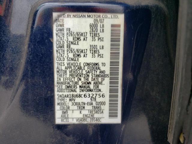 5N1AR18U68C632756 - 2008 NISSAN PATHFINDER S 蓝色 照片 14