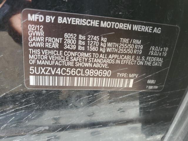 5UXZV4C56CL989690 - 2012 BMW X5 XDRIVE35I BLACK photo 13