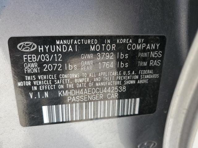 KMHDH4AE0CU442538 - 2012 HYUNDAI ELANTRA GLS SILVER photo 12