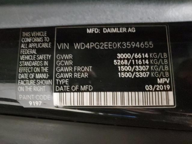 WD4PG2EE0K3594655 - 2019 MERCEDES-BENZ METRIS BLACK photo 13