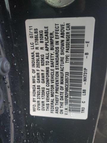 19XFB2F98CE305733 - 2012 HONDA CIVIC EXL BLACK photo 12