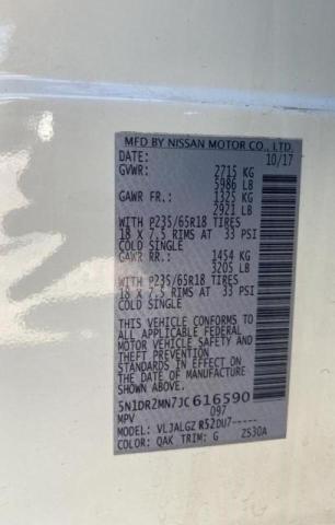 5N1DR2MN7JC616590 - 2018 NISSAN PATHFINDER S Ağ foto 10