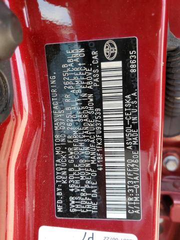 4T1BF1FK3FU937539 - 2015 TOYOTA CAMRY LE RED photo 13