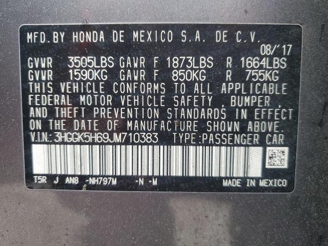 3HGGK5H69JM710383 - 2018 HONDA FIT SPORT GRAY photo 12