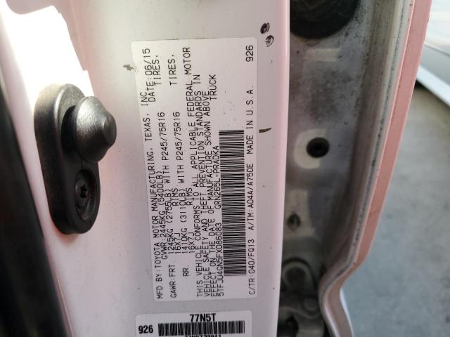 5TFJU4GN5FX086083 - 2015 TOYOTA TACOMA DOUBLE CAB PRERUNNER WHITE photo 12