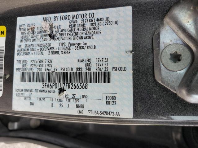 3FA6P0LU7FR266568 - 2015 FORD FUSION SE HYBRID GRAY photo 12