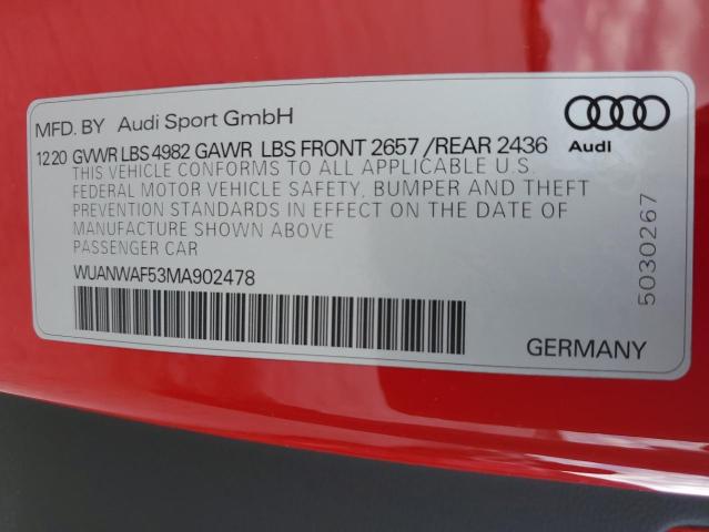 WUANWAF53MA902478 - 2021 AUDI RS5 RED photo 12