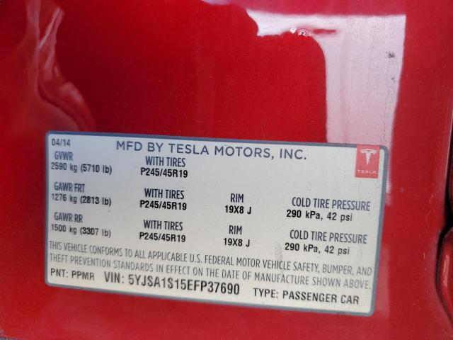 5YJSA1S15EFP37690 - 2014 TESLA MODEL S 红色 照片 12