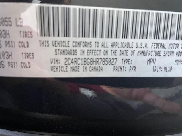 2C4RC1BG8HR785027 - 2017 CHRYSLER PACIFICA TOURING L BLACK photo 10