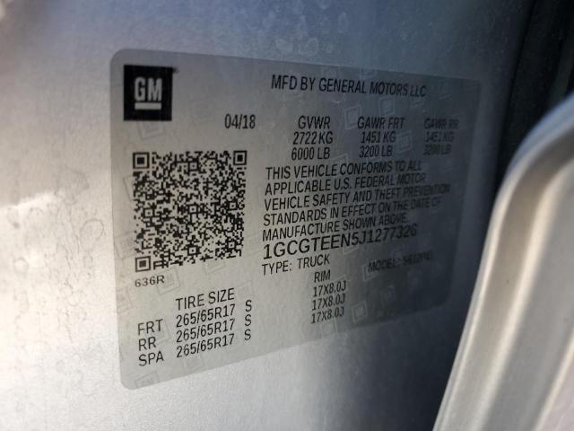 1GCGTEEN5J1277326 - 2018 CHEVROLET COLORADO ZR2 SILVER photo 12