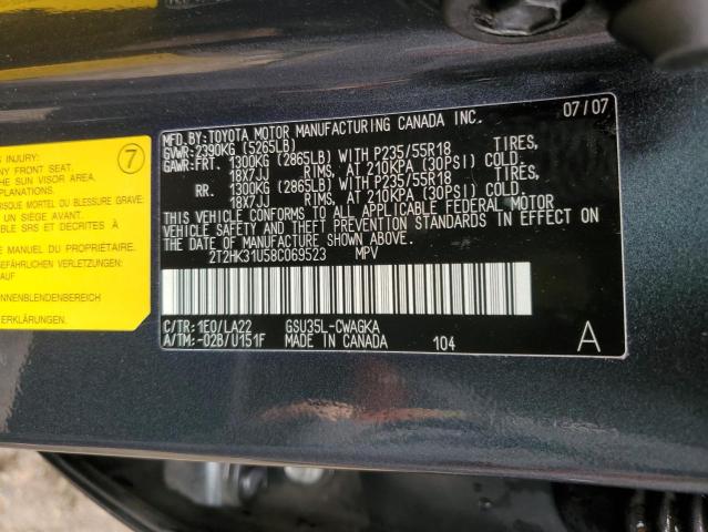 2T2HK31U58C069523 - 2008 LEXUS RX 350 BLACK photo 12