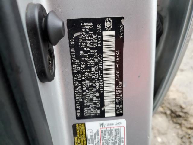 4T1BE46K77U012350 - 2007 TOYOTA CAMRY CE SILVER photo 12