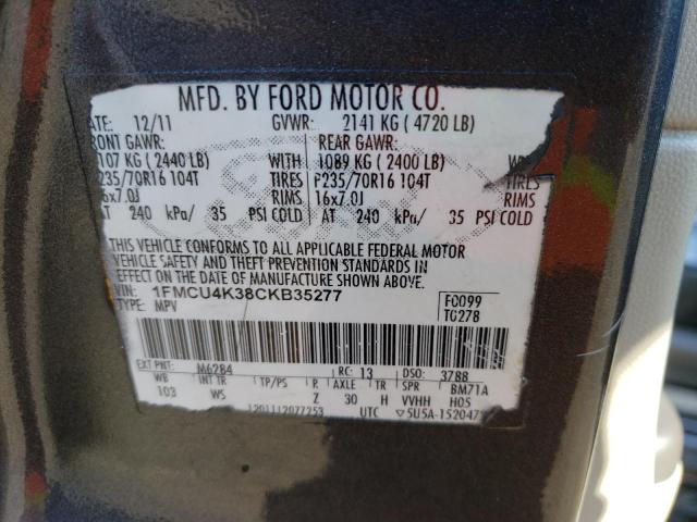 1FMCU4K38CKB35277 - 2012 FORD ESCAPE HYBRID GRAY photo 14