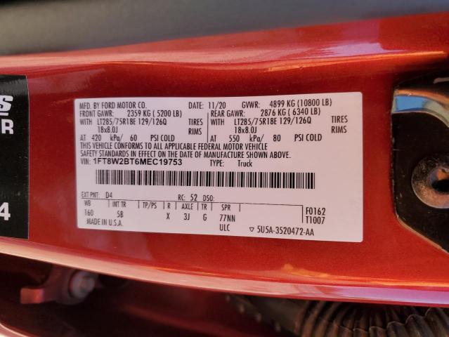 1FT8W2BT6MEC19753 - 2021 FORD F250 SUPER DUTY RED photo 13