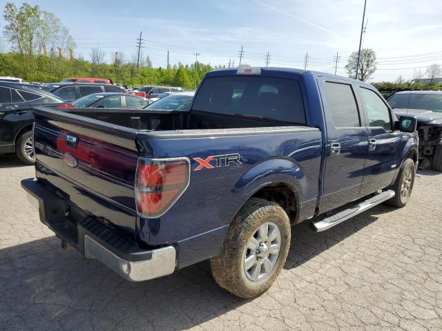 1FTFW1ET4BFB78642 - 2011 FORD F150 SUPERCREW BLUE photo 3
