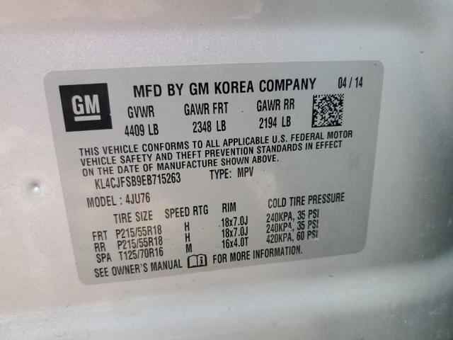 KL4CJFSB9EB715263 - 2014 BUICK ENCORE CONVENIENCE 银色 照片 12