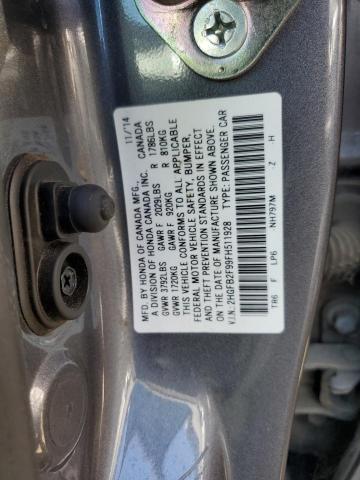 2HGFB2F99FH511928 - 2015 HONDA CIVIC EXL GRAY photo 12