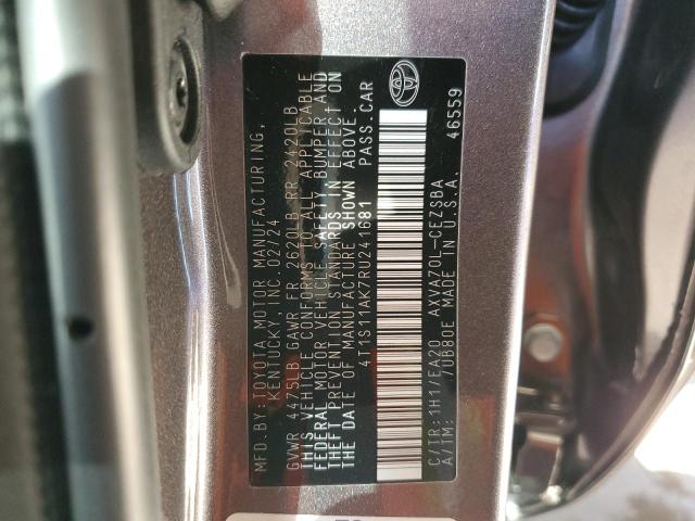 4T1S11AK7RU241681 - 2024 TOYOTA CAMRY SE NIGHT SHADE GRAY photo 12