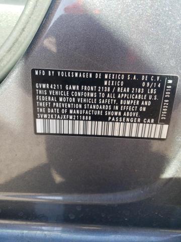 3VW2K7AJXFM211888 - 2015 VOLKSWAGEN JETTA BASE Մոխրագույն լուսանկար 12