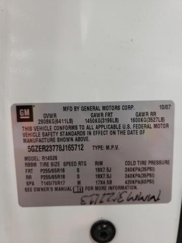 5GZER23778J165712 - 2008 SATURN OUTLOOK XR WHITE photo 13