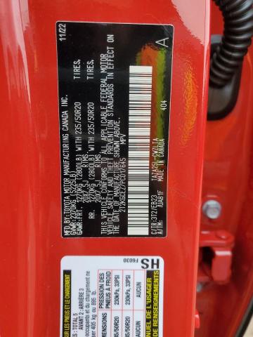 2T2KGCEZ7PC017645 - 2023 LEXUS NX 350 RED photo 14