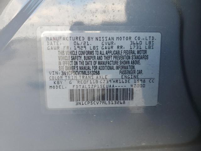 3N1CP5CV7ML513268 - 2021 NISSAN KICKS SV SILVER photo 14