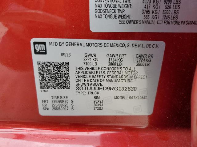 3GTUUDED9RG132630 - 2024 GMC SIERRA K1500 SLT RED photo 12