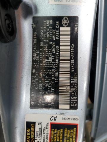 4T1BK3DB5BU394960 - 2011 TOYOTA AVALON BASE 蓝色 照片 13