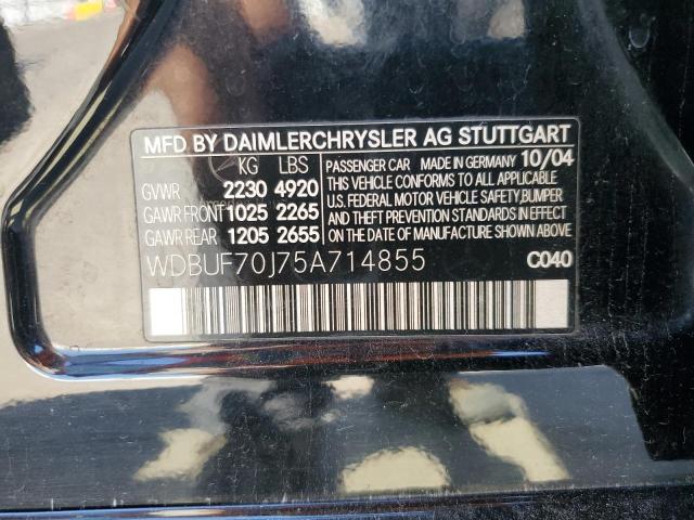 WDBUF70J75A714855 - 2005 MERCEDES-BENZ E 500 BLACK photo 12