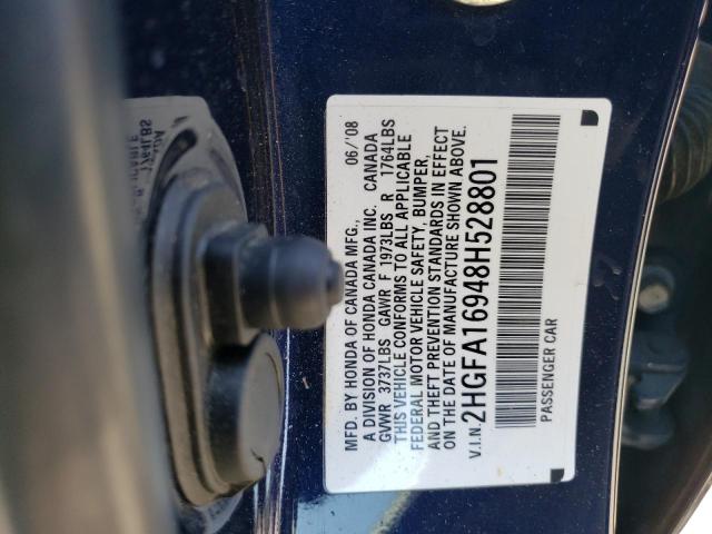 2HGFA16948H528801 - 2008 HONDA CIVIC EXL Mavi foto 12