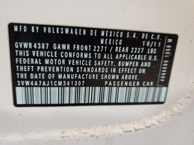 3VW4A7AJ1CM341307 - 2012 VOLKSWAGEN JETTA GLI თეთრი ფოტო 13