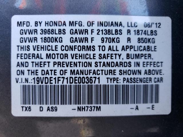 19VDE1F71DE003671 - 2013 ACURA ILX 20 TECH GRAY photo 13