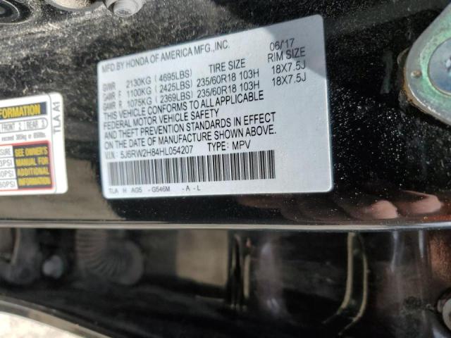 5J6RW2H84HL054207 - 2017 HONDA CR-V EXL BLACK photo 12