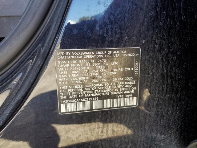 1V2DC2CA1MC212126 - 2021 VOLKSWAGEN ATLAS CROS SE Черный фото 14