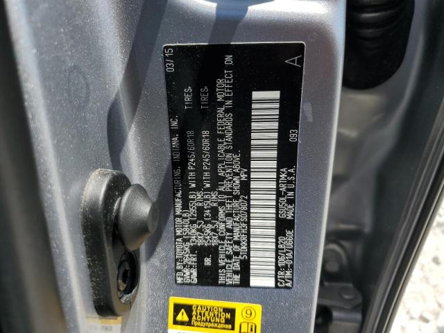5TDKKRFH3FS078072 - 2015 TOYOTA HIGHLANDER XLE SILVER photo 13