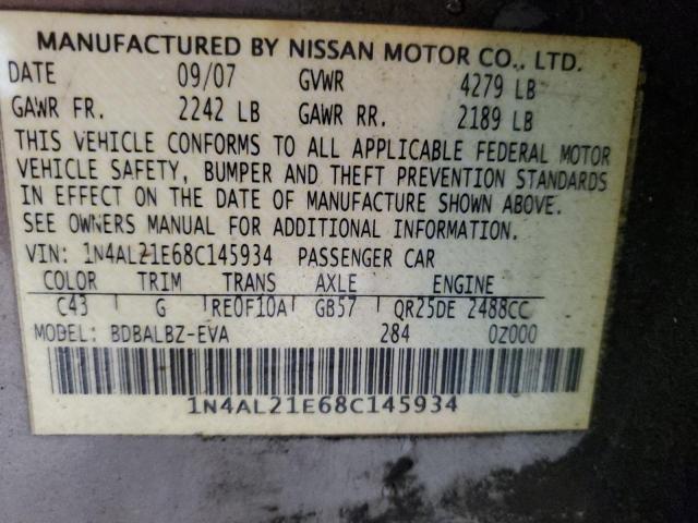 1N4AL21E68C145934 - 2008 NISSAN ALTIMA 2.5 TAN photo 12