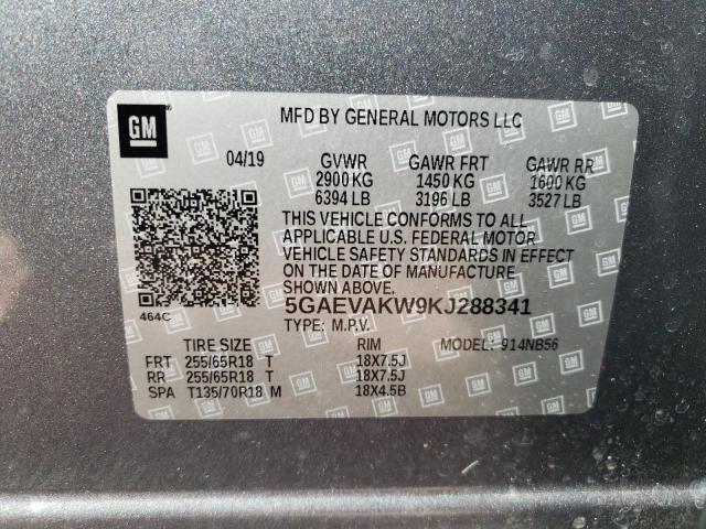 5GAEVAKW9KJ288341 - 2019 BUICK ENCLAVE ESSENCE ნაცრისფერი ფოტო 13