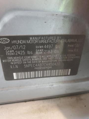 5NPEC4AB7CH450420 - 2012 HYUNDAI SONATA SE SILVER photo 12