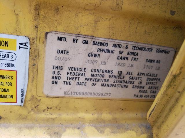 KL1TD66698B099277 - 2008 CHEVROLET AVEO BASE Sarı foto 12