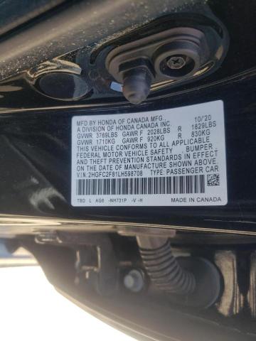 2HGFC2F81LH598708 - 2020 HONDA CIVIC SPORT 黑色 照片 10