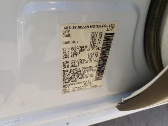 1N6ED1EJ3PN623172 - 2023 NISSAN FRONTIER S WHITE photo 12