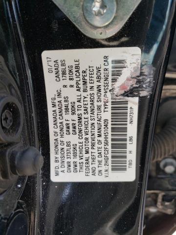 2HGFC2F56HH510409 - 2017 HONDA CIVIC LX BLACK photo 12