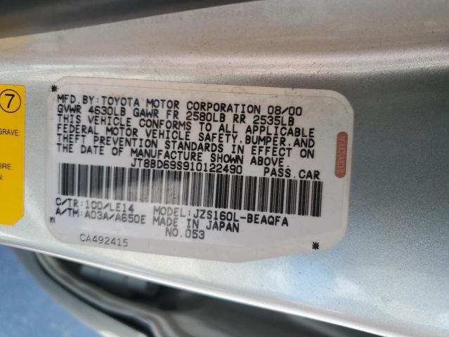 JT8BD69S910122490 - 2001 LEXUS GS 300 SILVER photo 12