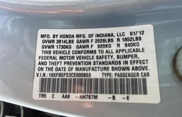 19XFB5F53CE000803 - 2012 HONDA CIVIC NATURAL GAS BLUE photo 10