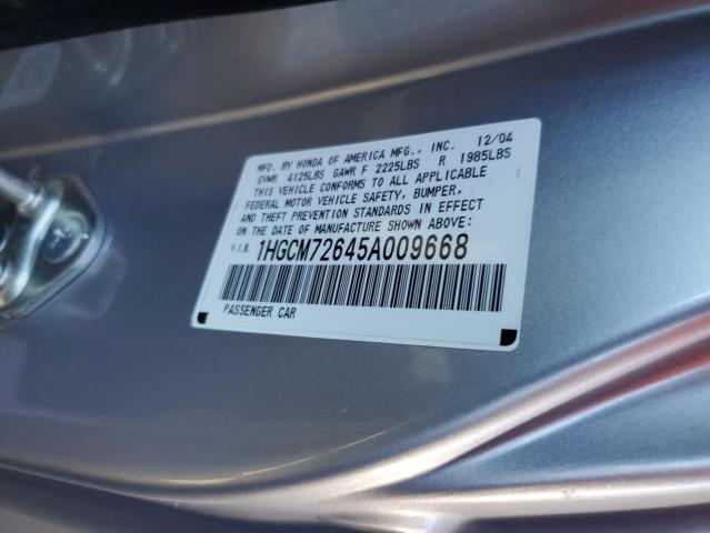 1HGCM72645A009668 - 2005 HONDA ACCORD EX SILVER photo 12