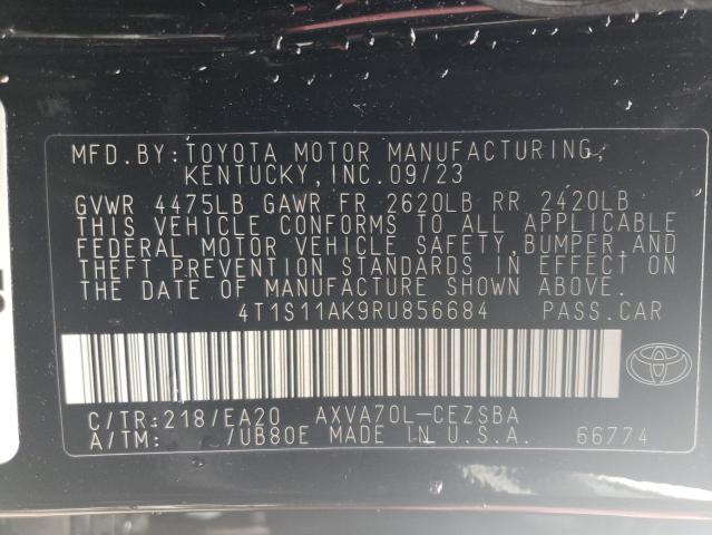 4T1S11AK9RU856684 - 2024 TOYOTA CAMRY SE NIGHT SHADE BLACK photo 13