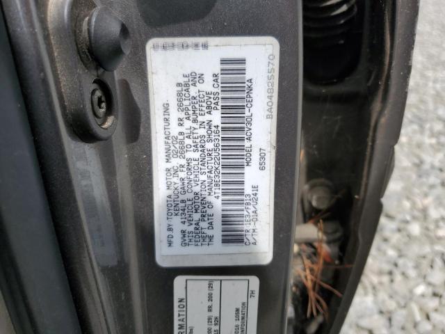 4T1BE32K22U563164 - 2002 TOYOTA CAMRY LE GRAY photo 12