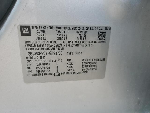 3GCPCREC7FG393738 - 2015 CHEVROLET SILVERADO C1500 LT SILVER photo 12