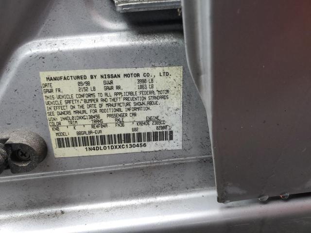 1N4DL01DXXC130456 - 1999 NISSAN ALTIMA XE SILVER photo 12